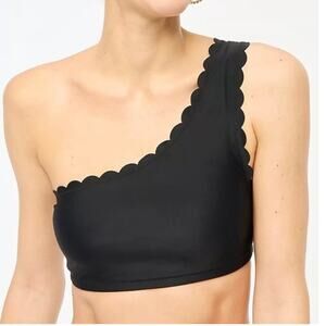 J Crew Factory Womens Scalloped One Shoulder Bikini Top XL Black
